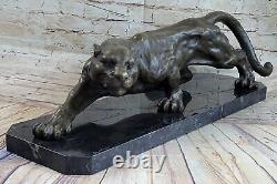 Signed Bronze Art Deco Style Art Nouveau Style Wildlife Cougar Sculpture Artwork