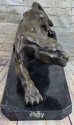 Signed Bronze Art Deco Style Art Nouveau Style Wildlife Cougar Sculpture Artwork