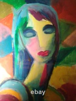 Signed Original Semi Abstract Woman Painting Cubist Art Style Matisse Chagall