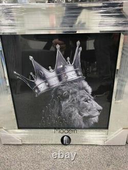 Silver King Lion head and Queen Lioness mirror pictures, 55x55 animal king Lion