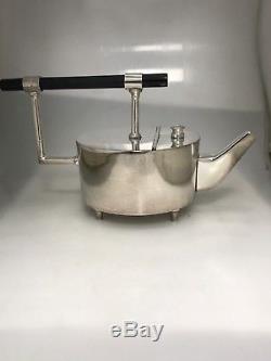 Silver Plate Christopher Dresser Design Round Teapot of Art Deco Style