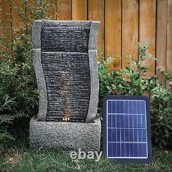 Slat Falls Woodland Water Feature Outdoor Garden LED Fountain 220V/Solar Powered