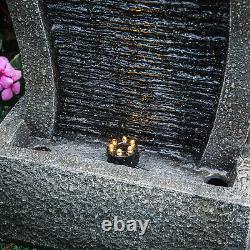 Slat Falls Woodland Water Feature Outdoor Garden LED Fountain 220V/Solar Powered