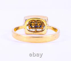 Solid 10K Yellow Gold 1/3 ct Sapphire Ring Size 5.75 3.22 Grams Art Deco Style