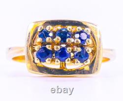 Solid 10K Yellow Gold 1/3 ct Sapphire Ring Size 5.75 3.22 Grams Art Deco Style