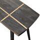 Solid Ash Black Dark Wood Art Deco Style Coffee Table With Brass Inlay