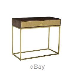 Solid Dark Wood & Gold Console Table Art Deco Style Sunburst SUN002