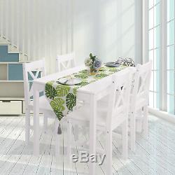 Solid Pine Wooden Dining Table and 4 Chairs Set Dinning Home Furniture White
