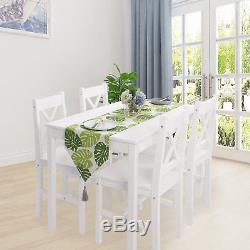 Solid Pine Wooden Dining Table and 4 Chairs Set Kitchen White Home Furniture