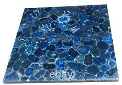 Square Shape Marble Patio Sofa Table Blue Agate Stone Resin Art Coffee Table Top