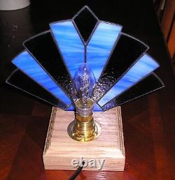 Stained Glass Tiffany Art Deco Style Fan Lamp Night Light Handmade in England