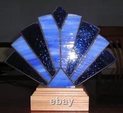 Stained Glass Tiffany Art Deco Style Fan Lamp Night Light Handmade in England