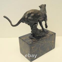 Statue Cheetah Wildlife Art Deco Style Art Nouveau Style Bronze Signed Sculpture
