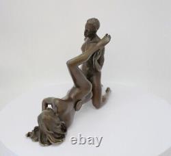 Statue Nudes Sexy Art Deco Style Art Nouveau Style Bronze Signed Sculpture