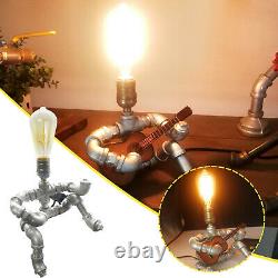 Steampunk Style Table Lamp Guitar Player Creative Iron Robot Retro Light Decor