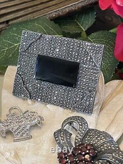 Sterling BROOCH Art Deco Style Marcasite Estate Quality STATEMENT PIECE
