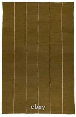 Striped Wool Area Boho Rug Olive Green Modern Area Carpet Living Room 8x10 rugs