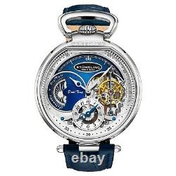 Stuhrling Men's 988 Automatic Wind Stainless Steel Blue Skeleton Leather Watch
