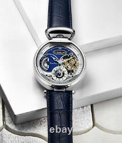 Stuhrling Men's 988 Automatic Wind Stainless Steel Blue Skeleton Leather Watch