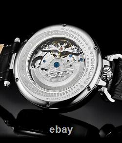 Stuhrling Men's 988 Automatic Wind Stainless Steel Silver Skeleton Leather Watch