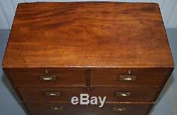 Stunning Antique Military Campaign Used Chest Drawers Original Period Piece Rare