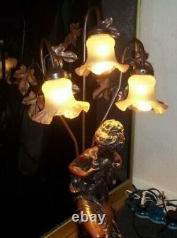 Stunning Art Deco style very large Lady lamp with bronze effect finish 33
