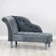 Stunning Grey Velvet Chaise Longue With Grey Legs And Stud Detail, Lounge Chair