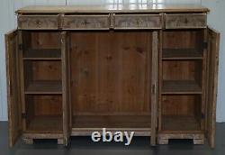 Stunning Large Quarter Cut Walnut Sideboard With Drawers Cabinet Bookcase Burr