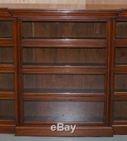 Stunning Library Breakfront Bookcase With Sliding Doors Sideboard Sized Lights
