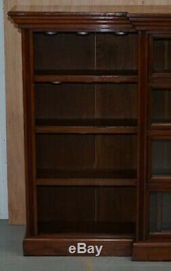 Stunning Library Breakfront Bookcase With Sliding Doors Sideboard Sized Lights