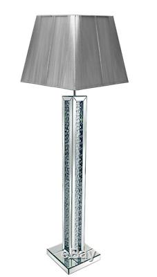 Stunning Mirror floating glass crystals floor lamp with square grey Shade 175cm