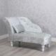 Stunning Silver Crushed Velvet Chaise Longue With Grey Legs And Stud Detail