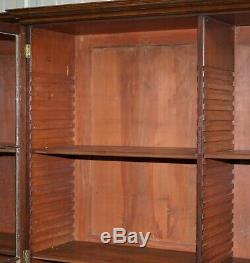 Stunning Very Large Victorian Mahogany Library Breakfront Bookcase Glass Doors