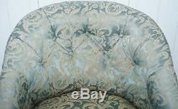 Stunning Victorian Rosewood & Silk Upholstered Chesterfield Button Tub Armchair