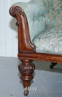 Stunning Victorian Rosewood & Silk Upholstered Chesterfield Button Tub Armchair