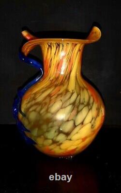 Superb 1930's Czech/Bohemian multicoloured art deco style glass vase