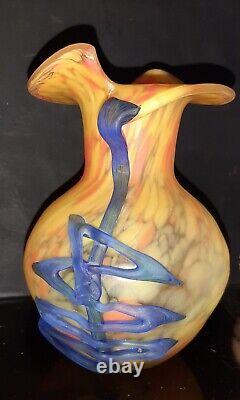 Superb 1930's Czech/Bohemian multicoloured art deco style glass vase