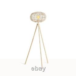 Sylvie Floor Lamp wooden base and rattan lampshade. Beautifully designed