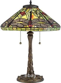 TF2598T Jungle Dragonfly Tiffany Table Lamp, 2-Light, 150 Watts, Architectural B