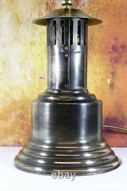 Table Lamp Large Vintage Art Deco Style Brass Lamp With Glass Flame Lampshade