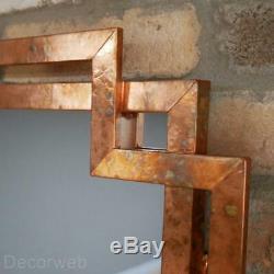 Tarnished Copper Finish Art Deco Style Wall Mirror Metal Rectangular Modern
