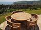 Teak Garden Furniture Round Table 3 Banana Benches With Lazy Susan