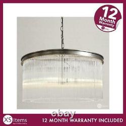 The White Company Helston Large Clear Glass Cylinders Chandelier Ceiling Light