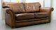 Thomas Lloyds Cambridge Two/three Seater Brown Leather Sofa On Sweeping Arms