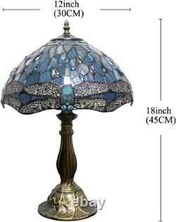Tiffany Lamp Sea Blue Stained Glass Table Lamp 12X12X18 Dragonfly Reading Light