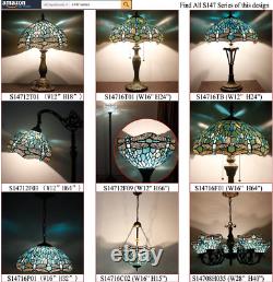 Tiffany Lamp Sea Blue Stained Glass Table Lamp 12X12X18 Dragonfly Reading Light