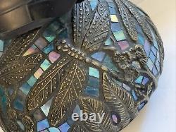 Tiffany Style 16 Dragonflies Table Lamp with Mosaic Base, 3 Light Lamp