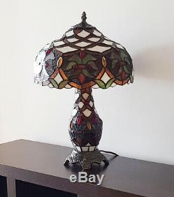 Tiffany Style Glass 2 Way Table Lamp Bulb in Shade and Base Art Deco (Anita)