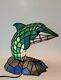 Tiffany Style Stained Green Blue Glass Dolphin Table Lamp Night Accent Lighting