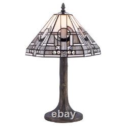 Tiffany by Tiff Table Lamp With 31c m Art Deco Glass Shade Antique Brass